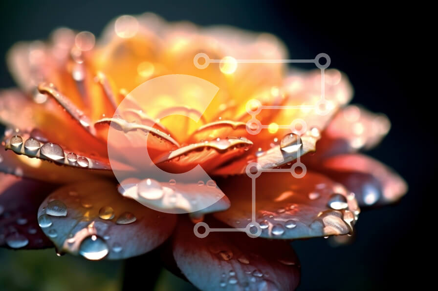 Intra Συλλεκτικό Ξύλινο Παζλ Plywood  4mm - Κοντινό πλάνο ενός λουλουδιού με σταγονίδια νερού στα πέταλά του Σε Ξύλινο Κουτί - Διαστάσεις: 10x10 cm – 25 κομμάτια