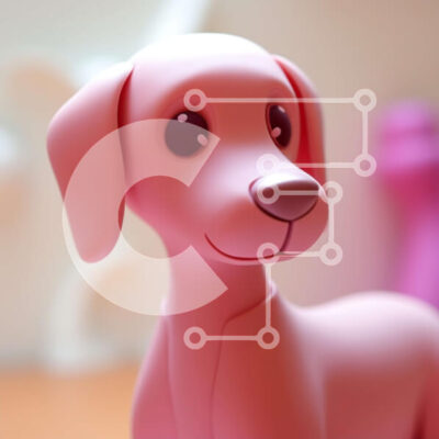 Intra Συλλεκτικό Ξύλινο Παζλ Plywood  4mm - Ροζ παιχνίδι σκυλιών που κάθεται στο τραπέζι Σε Ξύλινο Κουτί - Διαστάσεις: 10x10 cm – 25 κομμάτια - Image 1