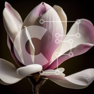 Intra Συλλεκτικό Ξύλινο Παζλ Plywood  4mm - Όμορφη κινηματογράφηση σε πρώτο πλάνο ενός λευκού και ροζ λουλουδιού σε σκούρο φόντο Σε Ξύλινο Κουτί - Διαστάσεις: 10x10 cm – 25 κομμάτια - Image 1