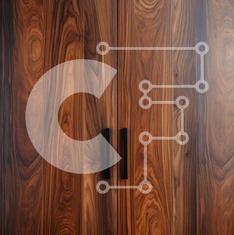 Intra Συλλεκτικό Ξύλινο Παζλ Plywood  4mm - Κοντινό πλάνο της ξύλινης πόρτας με μαύρες λαβές Σε Ξύλινο Κουτί - Διαστάσεις Puzzle: 10x10 cm – 25 κομμάτια - Image 1