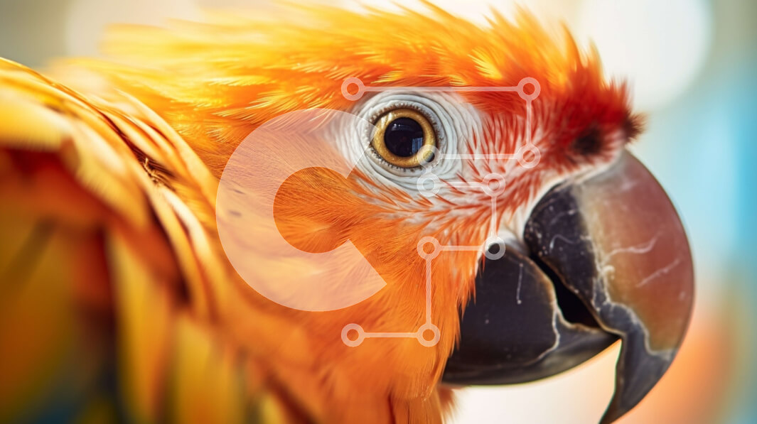 Intra Συλλεκτικό Ξύλινο Παζλ Plywood  4mm - Κοντινό πλάνο ενός πορτοκαλιού παπαγάλου Σε Ξύλινο Κουτί - Διαστάσεις: 10x10 cm – 25 κομμάτια