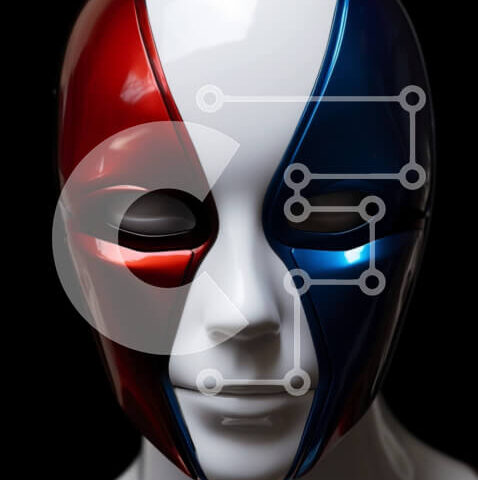 Intra Συλλεκτικό Ξύλινο Παζλ Plywood 4mm - Κόκκινη, λευκή και μπλε μάσκα στο μανεκέν Σε Ξύλινο Κουτί - Διαστάσεις Puzzle: 10x10 cm – 25 κομμάτια - Image 1