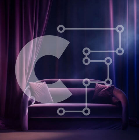 Intra Συλλεκτικό Ξύλινο Παζλ Plywood  4mm - Κομψός μωβ καναπές σε σκηνικό σαλονιού Σε Ξύλινο Κουτί - Διαστάσεις Puzzle: 10x10 cm – 25 κομμάτια - Image 1