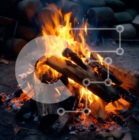 Intra Συλλεκτικό Ξύλινο Παζλ Plywood 4mm - Εκπληκτική φωτιά με καμένα κούτσουρα στον σκοτεινό ουρανό Σε Ξύλινο Κουτί - Διαστάσεις Puzzle: 10x10 cm – 25 κομμάτια - Image 1