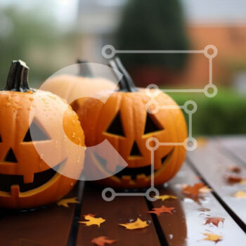 Intra Συλλεκτικό Ξύλινο Παζλ Plywood  4mm - Απόκριες κολοκύθες σε ένα ξύλινο τραπέζι Σε Ξύλινο Κουτί - Διαστάσεις Puzzle: 10x10 cm – 25 κομμάτια - Image 1