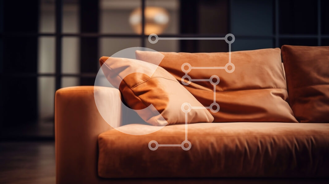 Intra Συλλεκτικό Ξύλινο Παζλ Plywood  4mm - Καφέ καναπές με μαξιλάρια σε δωμάτιο με χαμηλό φωτισμό Σε Ξύλινο Κουτί - Διαστάσεις Puzzle: 10x10 cm – 25 κομμάτια - Image 1