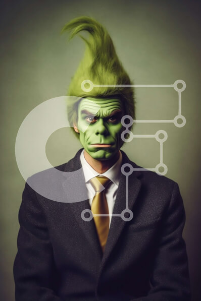 Intra Συλλεκτικό Ξύλινο Παζλ Plywood  4mm - Πρασινομάλλης άνδρας με κοστούμι με μοναδική ανατροπή Σε Ξύλινο Κουτί - Διαστάσεις Puzzle: 10x10 cm – 25 κομμάτια