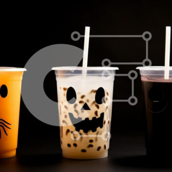 Intra Συλλεκτικό Ξύλινο Παζλ Plywood  4mm - Πλαστικά κύπελλα με θέμα το Halloween σε μαύρο φόντο Σε Ξύλινο Κουτί - Διαστάσεις Puzzle: 10x10 cm – 25 κομμάτια - Image 1