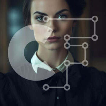 Intra Συλλεκτικό Ξύλινο Παζλ Plywood  4mm - Σοβαρή γυναίκα με μαύρο φόρεμα με λευκό γιακά και μαύρο παπιγιόν Σε Ξύλινο Κουτί - Διαστάσεις Puzzle: 10x10 cm – 25 κομμάτια - Image 1