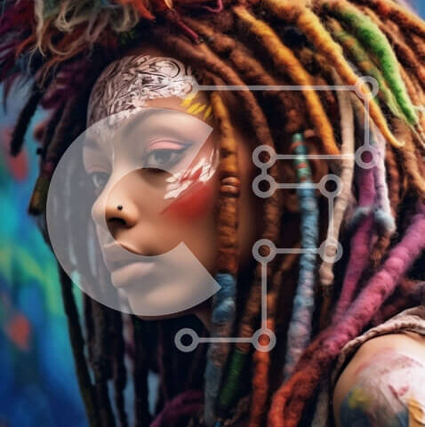 Intra Συλλεκτικό Ξύλινο Παζλ Plywood 4mm - Πολύχρωμη γυναίκα με Dreadlocks και Face Paint Σε Ξύλινο Κουτί - Διαστάσεις Puzzle: 10x10 cm – 25 κομμάτια - Image 1