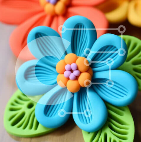 Intra Συλλεκτικό Ξύλινο Παζλ Plywood  4mm - Πολύχρωμη τέχνη λουλουδιών από πολυμερή πηλό Σε Ξύλινο Κουτί - Διαστάσεις Puzzle: 10x10 cm – 25 κομμάτια - Image 1