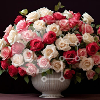 Intra Συλλεκτικό Ξύλινο Παζλ Plywood  4mm - Όμορφη εικόνα με ροζ και λευκά τριαντάφυλλα σε ένα πορσελάνινο βάζο Σε Ξύλινο Κουτί - Διαστάσεις Puzzle: 10x10 cm – 25 κομμάτια - Image 1