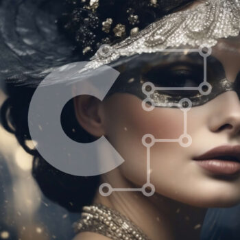 Intra Συλλεκτικό Ξύλινο Παζλ Plywood  4mm - Εκπληκτική εικόνα μιας γυναίκας που φορά μια μαύρη και χρυσή βενετσιάνικη μάσκα Σε Ξύλινο Κουτί - Διαστάσεις Puzzle: 10x10 cm – 25 κομμάτια - Image 1