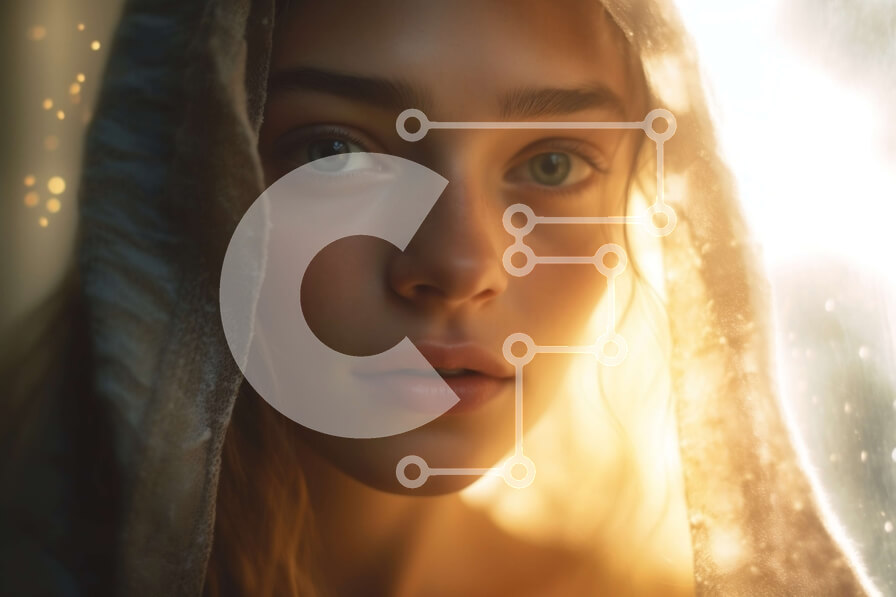 Intra Συλλεκτικό Ξύλινο Παζλ Plywood  4mm - Όμορφη εικόνα μιας νεαρής γυναίκας που κοιτάζει έξω από ένα παράθυρο με το φως του ήλιου στο πρόσωπό της Σε Ξύλινο Κουτί - Διαστάσεις Puzzle: 10x10 cm – 25 κομμάτια