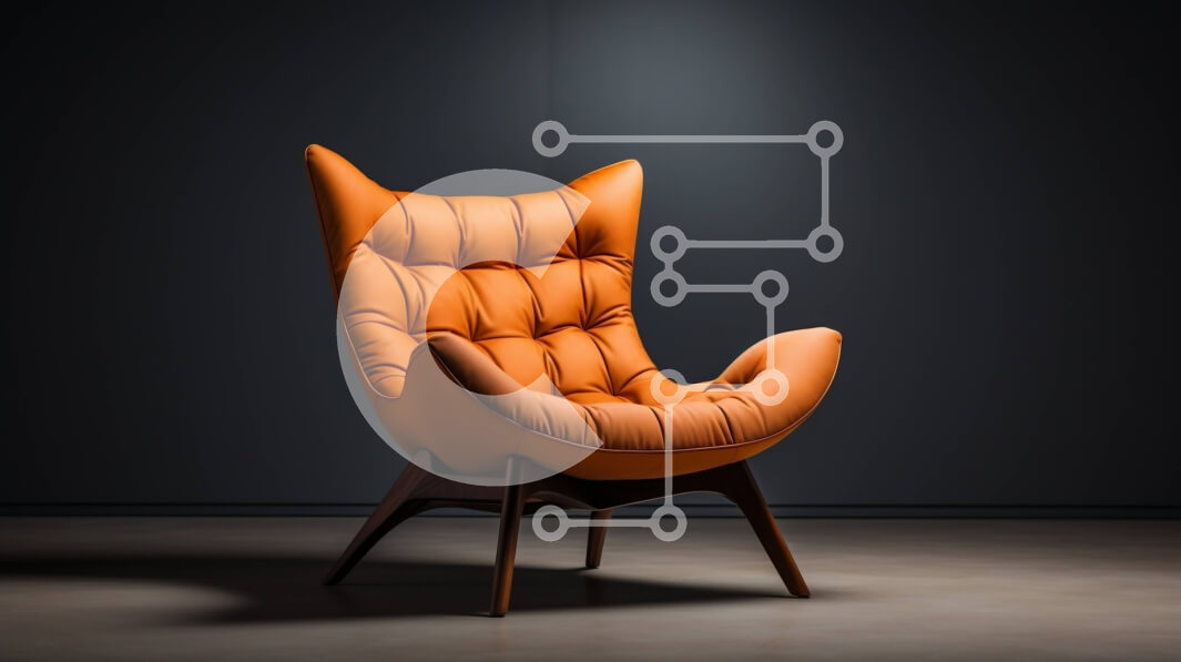 Intra Συλλεκτικό Ξύλινο Παζλ Plywood  4mm - Κομψή και μοντέρνα πορτοκαλί δερμάτινη καρέκλα σε ένα σκοτεινό δωμάτιο Σε Ξύλινο Κουτί - Διαστάσεις Puzzle: 10x10 cm – 25 κομμάτια