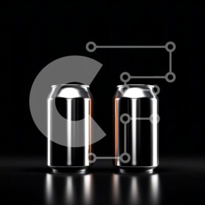 Intra Συλλεκτικό Ξύλινο Παζλ Plywood  4mm - Κομψή εικόνα δύο ασημένιων κουτιών αναψυκτικού σε κομψό μαύρο φόντο Σε Ξύλινο Κουτί - Διαστάσεις Puzzle: 10x10 cm – 25 κομμάτια - Image 1