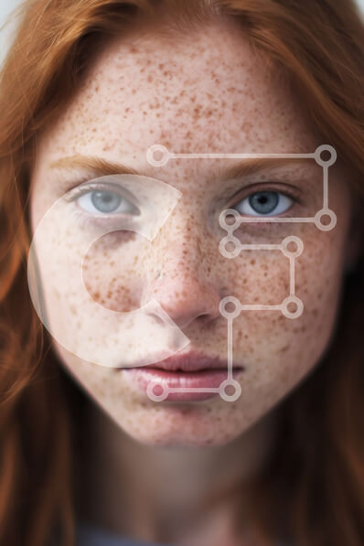 Intra Συλλεκτικό Ξύλινο Παζλ Plywood  4mm - Σοβαρή κοκκινομάλλα γυναίκα με φακίδες Σε Ξύλινο Κουτί - Διαστάσεις Puzzle: 10x10 cm – 25 κομμάτια