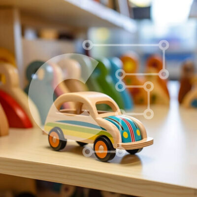 Intra Συλλεκτικό Ξύλινο Παζλ Plywood 4mm - Πολύχρωμο ξύλινο αυτοκίνητο παιχνιδιών στο ράφι Σε Ξύλινο Κουτί - Διαστάσεις: 10x10 cm – 25 κομμάτια - Image 1