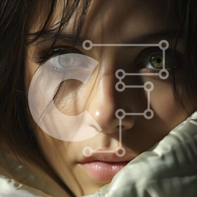 Intra Συλλεκτικό Ξύλινο Παζλ Plywood 4mm - Σοβαρή γυναίκα με μακριά σκούρα μαλλιά με λευκή κουβέρτα Σε Ξύλινο Κουτί - Διαστάσεις Puzzle: 10x10 cm – 25 κομμάτια - Image 1