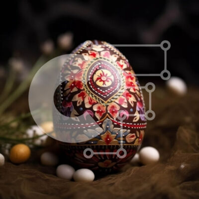 Intra Συλλεκτικό Ξύλινο Παζλ Plywood  4mm - Όμορφη εικόνα ενός διακοσμημένου αυγού του Πάσχα σε σκούρο φόντο Σε Ξύλινο Κουτί - Διαστάσεις: 10x10 cm – 25 κομμάτια - Image 1