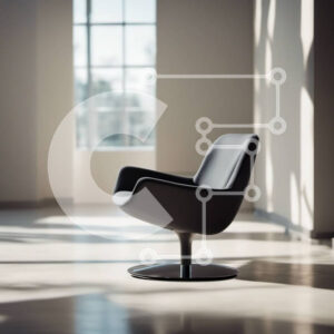 Intra Συλλεκτικό Ξύλινο Παζλ Plywood  4mm - Κομψή και μινιμαλιστική μαύρη πολυθρόνα σε ένα φωτεινό δωμάτιο Σε Ξύλινο Κουτί - Διαστάσεις Puzzle: 10x10 cm – 25 κομμάτια