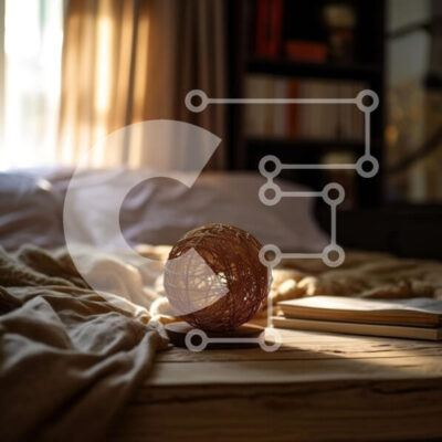 Intra Συλλεκτικό Ξύλινο Παζλ Plywood  4mm - Μινιμαλιστική εσωτερική φωτογραφία μιας ξύλινης μπάλας σε ένα κρεβάτι με ένα ράφι στο φόντο Σε Ξύλινο Κουτί - Διαστάσεις Puzzle: 10x10 cm – 25 κομμάτια - Image 1