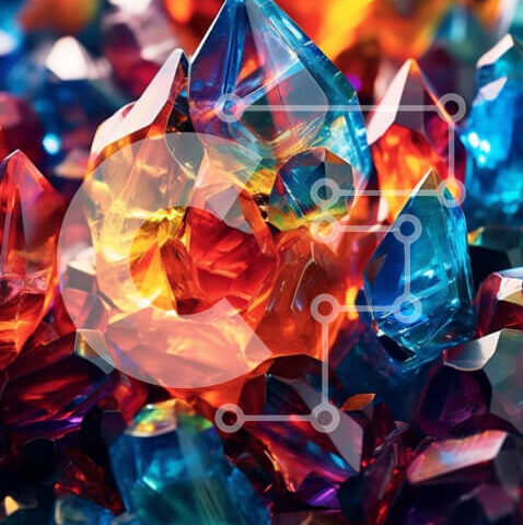 Intra Συλλεκτικό Ξύλινο Παζλ Plywood  4mm - Όμορφη εικόνα ενός σωρού από πολύχρωμα κρύσταλλα Σε Ξύλινο Κουτί - Διαστάσεις: 10x10 cm – 25 κομμάτια - Image 1