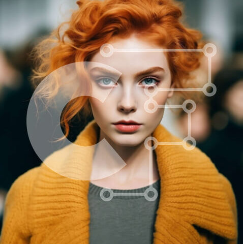 Intra Συλλεκτικό Ξύλινο Παζλ Plywood 4mm - Πορτρέτο μιας κοκκινομάλλας γυναίκας με κίτρινο σακάκι Σε Ξύλινο Κουτί - Διαστάσεις Puzzle: 10x10 cm – 25 κομμάτια - Image 1