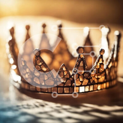 Intra Συλλεκτικό Ξύλινο Παζλ Plywood  4mm - Κοντινό πλάνο περίπλοκης χρυσής κορώνας με γυαλιστερό φινίρισμα Σε Ξύλινο Κουτί - Διαστάσεις: 10x10 cm – 25 κομμάτια - Image 1