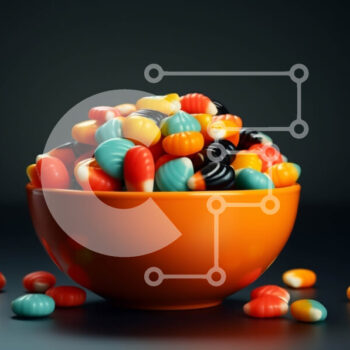 Intra Συλλεκτικό Ξύλινο Παζλ Plywood  4mm - Πολύχρωμα φασόλια καραμελών που ξεχύνονται από ένα μπολ Σε Ξύλινο Κουτί - Διαστάσεις Puzzle: 10x10 cm – 25 κομμάτια - Image 1