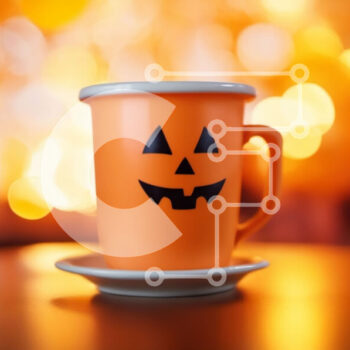 Intra Συλλεκτικό Ξύλινο Παζλ Plywood  4mm - Πορτοκαλί κούπα κολοκύθας για το Halloween Σε Ξύλινο Κουτί - Διαστάσεις Puzzle: 10x10 cm – 25 κομμάτια - Image 1