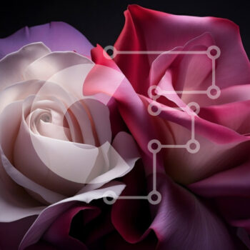 Intra Συλλεκτικό Ξύλινο Παζλ Plywood  4mm - Ροζ και μωβ τριαντάφυλλα σε μαύρο φόντο Σε Ξύλινο Κουτί - Διαστάσεις Puzzle: 10x10 cm – 25 κομμάτια - Image 1