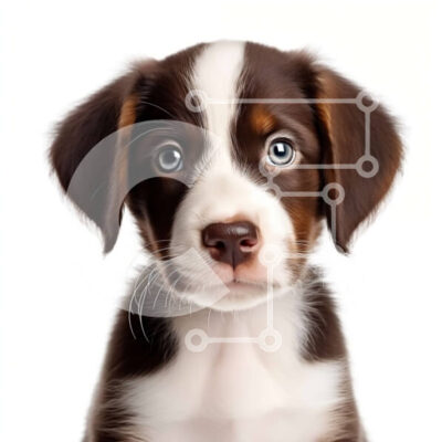 Intra Συλλεκτικό Ξύλινο Παζλ Plywood  4mm - Χαριτωμένο καφέ και λευκό κουτάβι με περίεργη έκφραση Σε Ξύλινο Κουτί - Διαστάσεις: 10x10 cm – 25 κομμάτια - Image 1