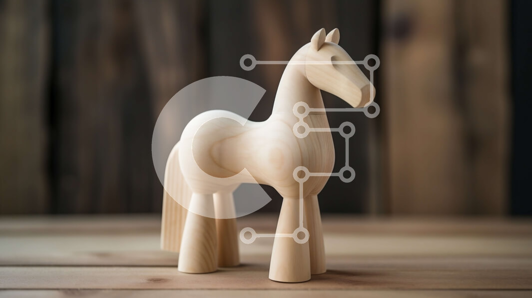 Intra Συλλεκτικό Ξύλινο Παζλ Plywood  4mm - Όμορφη εικόνα ενός ξύλινου παιχνιδιού αλόγων σε μια ξύλινη επιφάνεια Σε Ξύλινο Κουτί - Διαστάσεις: 10x10 cm – 25 κομμάτια