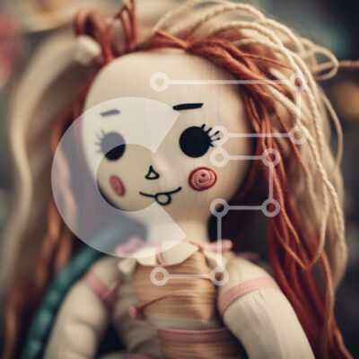 Intra Συλλεκτικό Ξύλινο Παζλ Plywood  4mm - Αξιολάτρευτη εικόνα κούκλας με κόκκινα μαλλιά και μπλε μάτια Σε Ξύλινο Κουτί - Διαστάσεις: 10x10 cm – 25 κομμάτια - Image 1