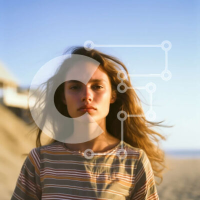 Intra Συλλεκτικό Ξύλινο Παζλ Plywood  4mm - Νεαρή γυναίκα στην παραλία με μπλε ουρανό Σε Ξύλινο Κουτί - Διαστάσεις Puzzle: 10x10 cm – 25 κομμάτια - Image 1