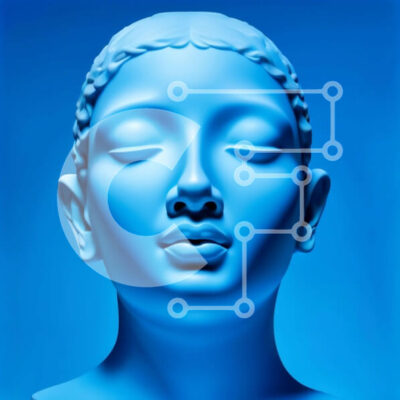 Intra Συλλεκτικό Ξύλινο Παζλ Plywood 4mm - Όμορφο μπλε άγαλμα μιας γαλήνιας γυναίκας Σε Ξύλινο Κουτί - Διαστάσεις Puzzle: 10x10 cm – 25 κομμάτια - Image 1