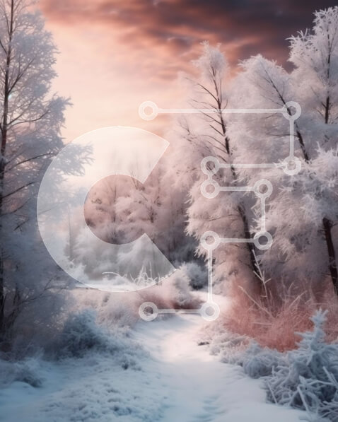 Intra Συλλεκτικό Ξύλινο Παζλ Plywood  4mm - Όμορφη χειμερινή δασική σκηνή στο ηλιοβασίλεμα Σε Ξύλινο Κουτί - Διαστάσεις: 10x10 cm – 25 κομμάτια