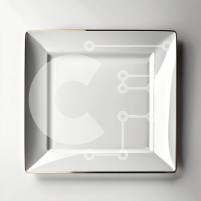 Intra Συλλεκτικό Ξύλινο Παζλ Plywood  4mm - Κομψό λευκό πιάτο με χρυσό χείλος σε μοντέρνο γκρι φόντο Σε Ξύλινο Κουτί - Διαστάσεις: 10x10 cm – 25 κομμάτια - Image 1