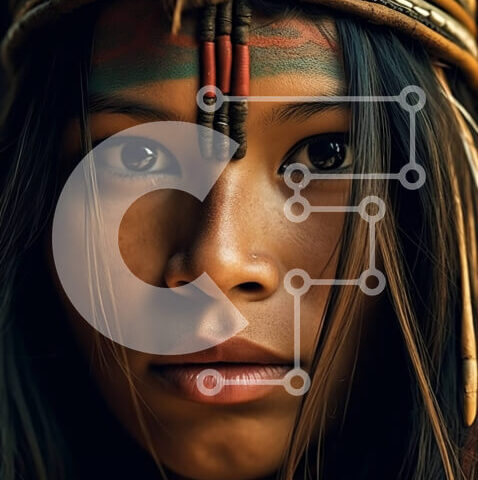 Intra Συλλεκτικό Ξύλινο Παζλ Plywood 4mm - Όμορφη εικόνα μιας γυναίκας με παραδοσιακά ιθαγενή ρούχα με φτερά Σε Ξύλινο Κουτί - Διαστάσεις Puzzle: 10x10 cm – 25 κομμάτια - Image 1