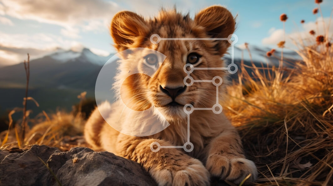 Intra Συλλεκτικό Ξύλινο Παζλ Plywood  4mm - Λιοντάρι που κάθεται σε βραχώδες έδαφος με βουνά στο φόντο Σε Ξύλινο Κουτί - Διαστάσεις: 10x10 cm – 25 κομμάτια