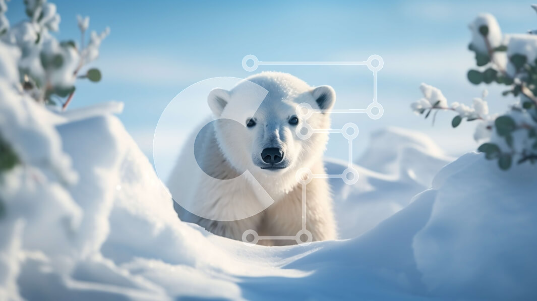 Intra Συλλεκτικό Ξύλινο Παζλ Plywood  4mm - Περίεργη πολική αρκούδα που στέκεται στο χιονισμένο τοπίο Σε Ξύλινο Κουτί - Διαστάσεις: 10x10 cm – 25 κομμάτια