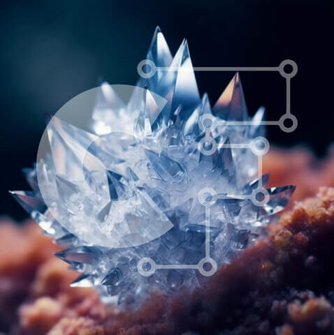 Intra Συλλεκτικό Ξύλινο Παζλ Plywood  4mm - Εκπληκτικό μπλε κρύσταλλο σε ροζ επιφάνεια - Ιδανικό για φόντο και υφές! Σε Ξύλινο Κουτί - Διαστάσεις Puzzle: 10x10 cm – 25 κομμάτια - Image 1