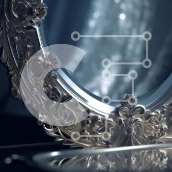 Intra Συλλεκτικό Ξύλινο Παζλ Plywood  4mm - Όμορφη εικόνα περίτεχνου καθρέφτη με περίπλοκα σκαλίσματα σε δωμάτιο με χαμηλό φωτισμό Σε Ξύλινο Κουτί - Διαστάσεις Puzzle: 10x10 cm – 25 κομμάτια - Image 1