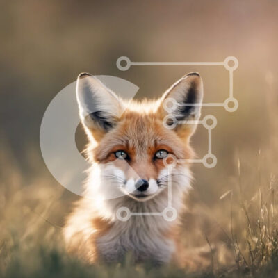 Intra Συλλεκτικό Ξύλινο Παζλ Plywood  4mm - Κόκκινη αλεπού στο πεδίο της ψηλής χλόης Σε Ξύλινο Κουτί - Διαστάσεις: 10x10 cm – 25 κομμάτια - Image 1