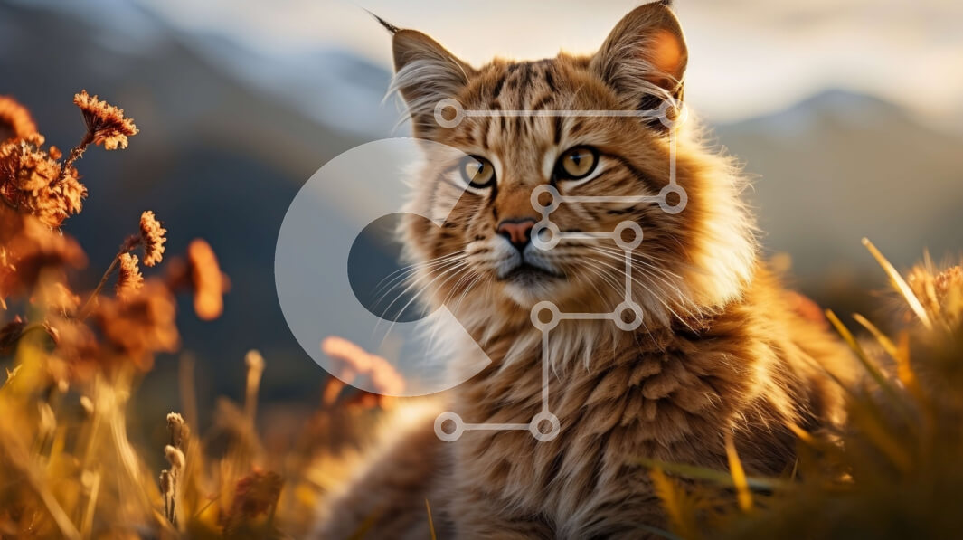 Intra Συλλεκτικό Ξύλινο Παζλ Plywood  4mm - Λυγξ σε ένα χωράφι με ψηλό γρασίδι και αγριολούλουδα Σε Ξύλινο Κουτί - Διαστάσεις: 10x10 cm – 25 κομμάτια