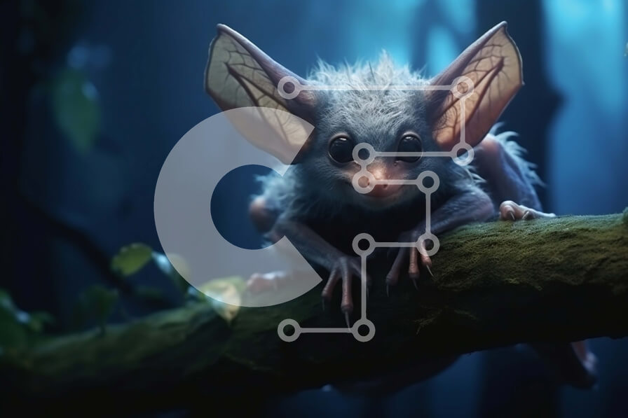 Intra Συλλεκτικό Ξύλινο Παζλ Plywood  4mm - Σκοτεινή και μυστηριώδης εικόνα μιας μικρής νυχτερίδας σκαρφαλωμένης σε ένα κλαδί δέντρου Σε Ξύλινο Κουτί - Διαστάσεις: 10x10 cm – 25 κομμάτια