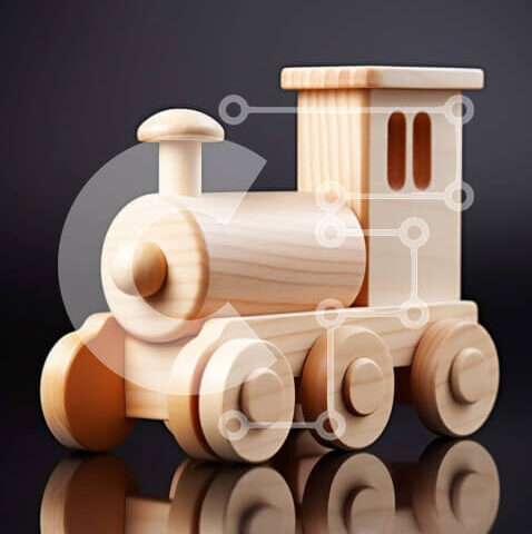 Intra Συλλεκτικό Ξύλινο Παζλ Plywood  4mm - Πολύχρωμο ξύλινο τρένο παιχνιδιών με κόκκινο καμπούζ Σε Ξύλινο Κουτί - Διαστάσεις: 10x10 cm – 25 κομμάτια - Image 1