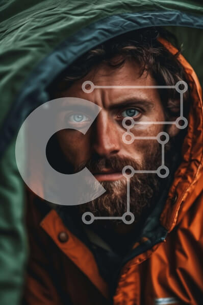 Intra Συλλεκτικό Ξύλινο Παζλ Plywood  4mm - Πορτρέτο ενός άνδρα που κρυφοκοιτάζει από μια πράσινη σκηνή Σε Ξύλινο Κουτί - Διαστάσεις Puzzle: 10x10 cm – 25 κομμάτια