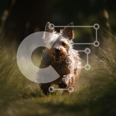 Intra Συλλεκτικό Ξύλινο Παζλ Plywood  4mm - Ευτυχισμένος σκύλος που απολαμβάνει τον ήλιο σε ένα χωράφι με ψηλό γρασίδι Σε Ξύλινο Κουτί - Διαστάσεις: 10x10 cm – 25 κομμάτια - Image 1